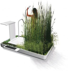 Image: BAR-093736, FRANCE: Eco-thinkers have come up with a weird way to reuse waste water - by having living plants grow around you as you wash. Designers Jun Yasumoto, Vincent Vandenbrouk, 34, Olivier Pigasse, 37 and Alban Le Henry, 32, came up with the amazing new concept when looking for new ways to recycle precious H2O. And in a stunning twist the boffins reckon the water will be drinkable when their gadget has finished with it. Using a natural filtering principle called phyto-purification, the bathroom becomes a mini-eco-system by recycling and regenerating the wastewater.  IMAGE SUPPLIED BY JUN YASUMOTO / BARCROFT MEDIA LTD  UK Office, London. T +44 845 370 2233 W www.barcroftmedia.com  Australasian & Pacific Rim Office, Melbourne. E info@barcroftpacific.com T +613 9510 3188 or +613 9510 0688 W www.barcroftpacific.com  Indian Office, Delhi. T +91 997 1133 889 W www.barcroftindia.com, Place: ,, License: Rights managed, Credit line: profimedia.cz, Barcroft Media