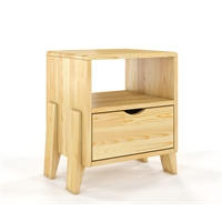 Comodino in legno massiccio di Pino - Foglia con cassetto Comodino in legno massiccio di Pino - Foglia con cassetto