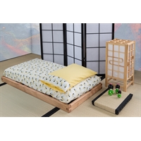 Lettino artigianale montessoriano - Bio Wood Okumé - Altezza 7/13 cm + Futon