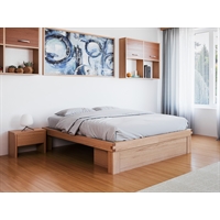 Letto in legno massello artigianale - Lichene con cassetto frontale