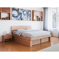 Letto in legno massello artigianale + cassetti laterali - Lichene (con testata)
