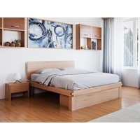 Letto in legno massello artigianale + cassetto frontale - Lichene (con testata)