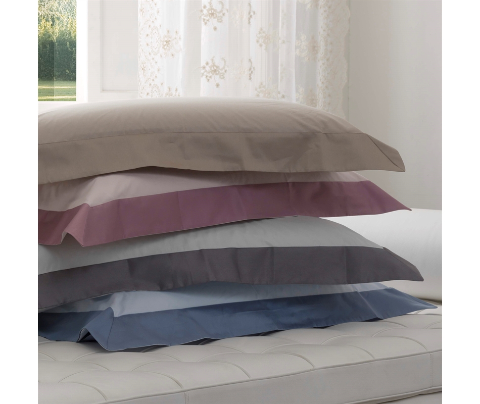 Set lenzuola matrimoniali cotone colorato con balza in raso