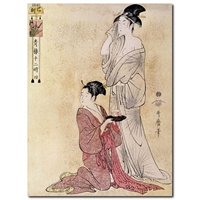 Stampa Giapponese - Utamaro, Donna al bagno aiutata dalla servitrice Stampa Giapponese - Utamaro, Donna al bagno aiutata dalla servitrice