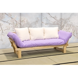 Divano letto in legno artigianale con futon - Sesamo 3 posti