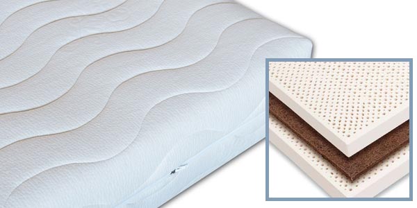 Materasso in lattice 100% naturale e cocco, fodera cotone bio