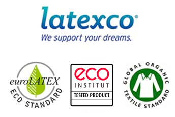 Materassi in lattice certificati Latexco, EuroLatex. ICEA e GOTS